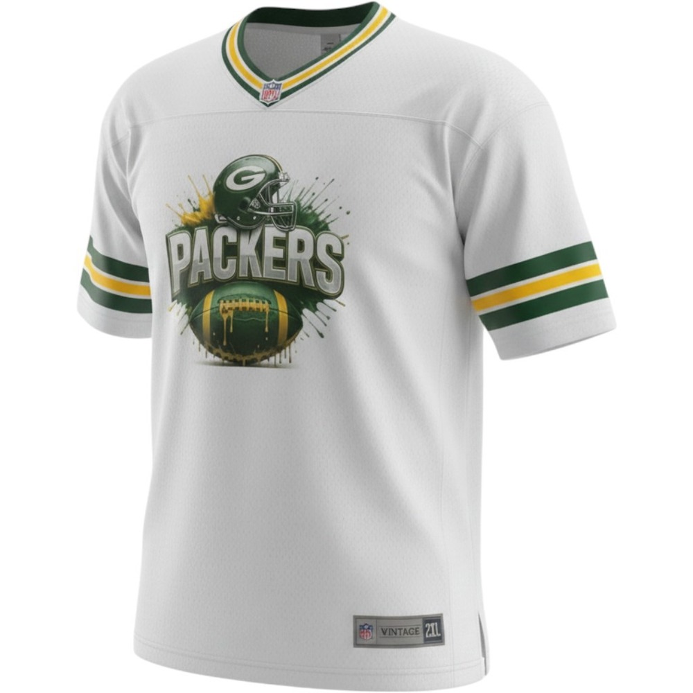 NFL Pro Line Green Bay Packers Jersey Mens 2XL White, with Graphic , NWT